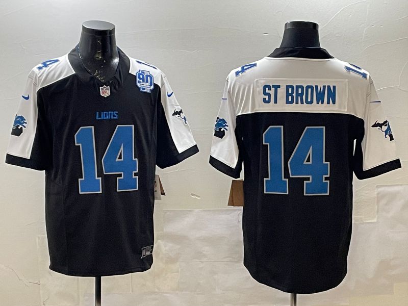 Men Detroit Lions #14 St Brown Black Thanksgiving three generations 2025 Nike Limited NFL Jersey style 6